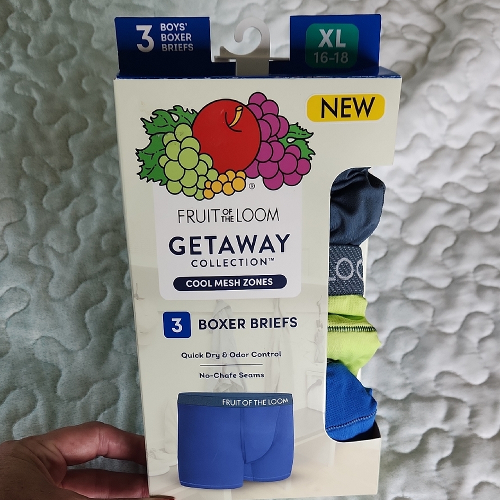 Boy's Fruit of the Loom Getaway Collection Boxer Briefs - Blue, Gray, Green